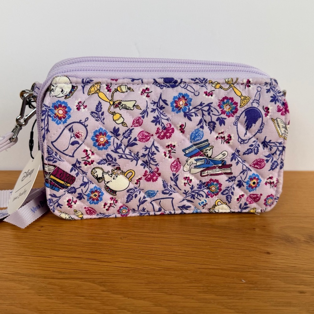 Disney x Vera Bradley Belle Floral RFID Wristlet Wallet Purple NWT